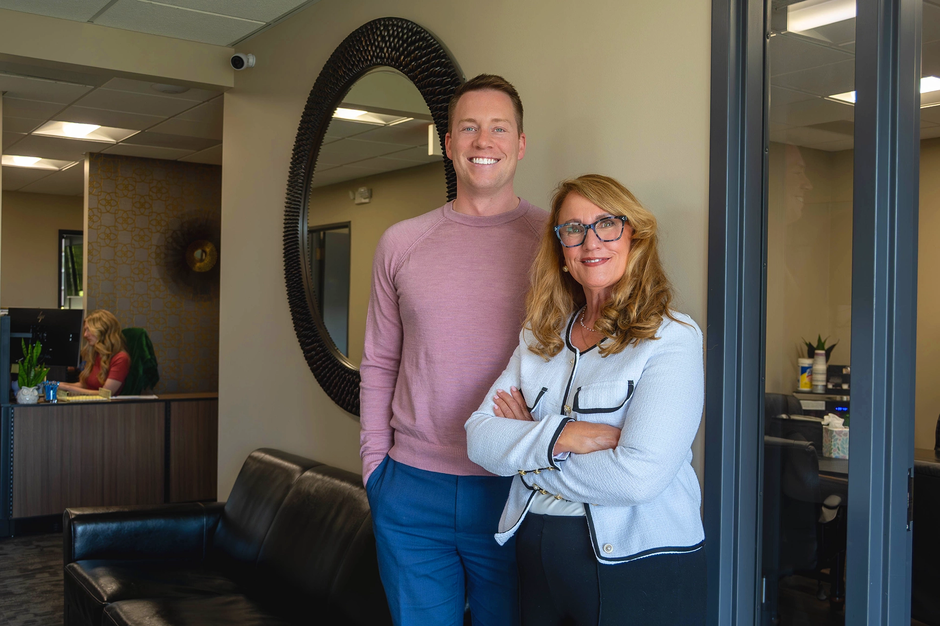 Stacey Janssen standing with Jeremy Keel in the law office, representing over 40 years of trusted estate and elder law experience
